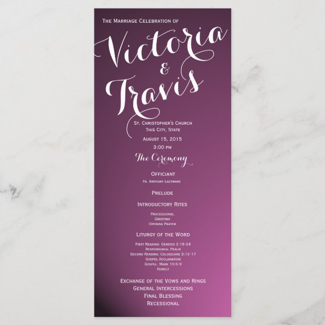 Designer Text Purple Wedding Program (Front)
