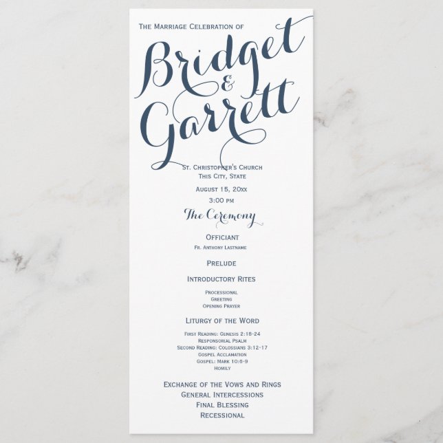 Designer Text Wedding program (Front)