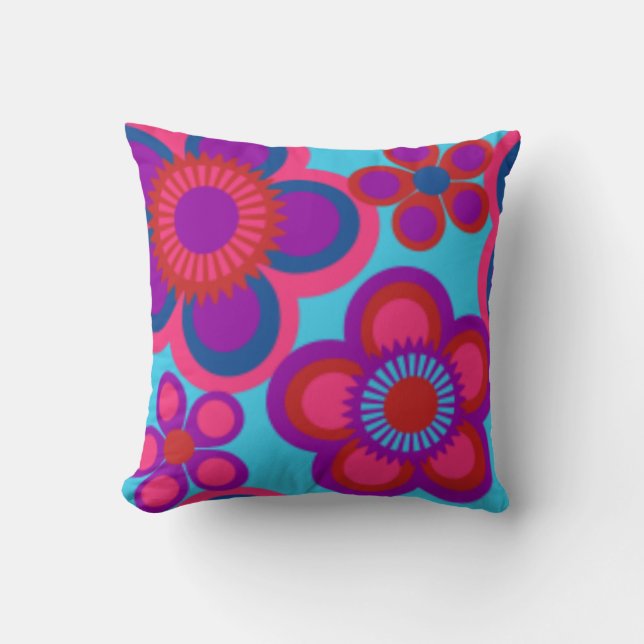 DESIGNER THROW PILLOWS - FLOWERS - BRIGHT COLORS (Front)