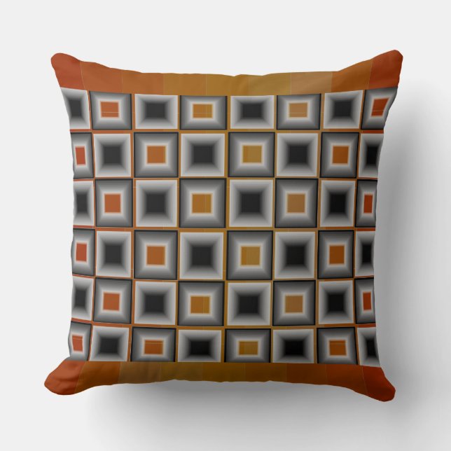Designer Wildness Autumn Orange Black Grey Pillow (Front)
