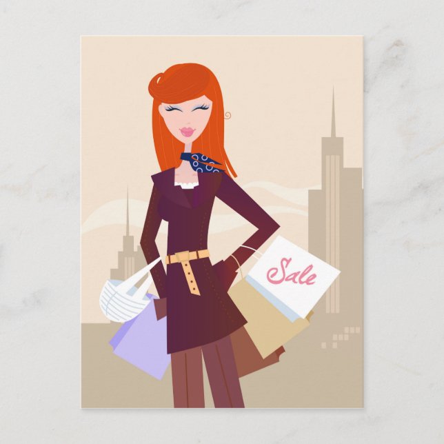 Designers edition : Shopping girl Postcard (Front)