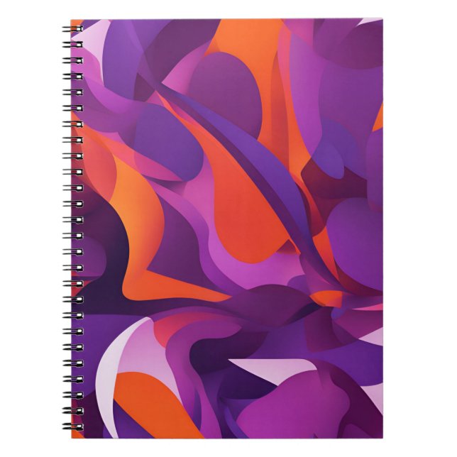 Designer's Notebook with Abstract Purple & Orange (Front)