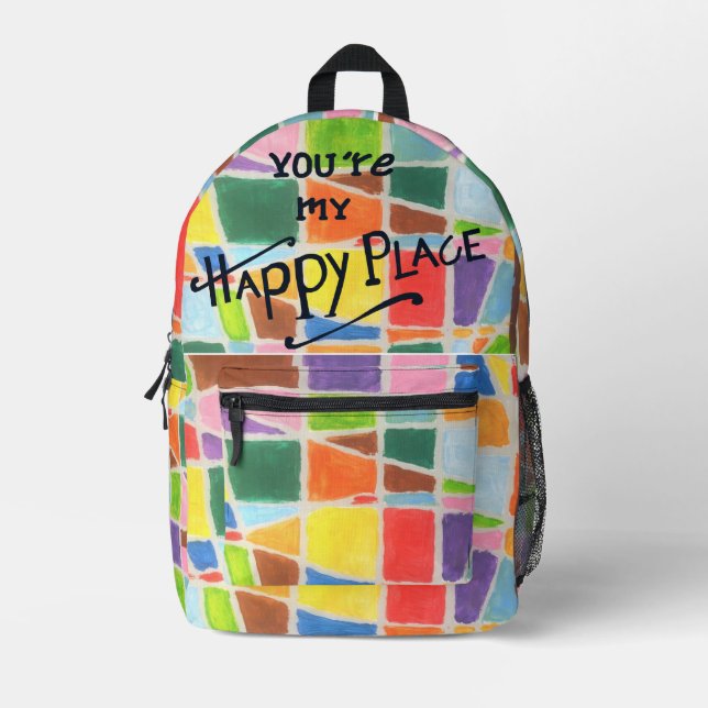 Designing for Positivity: Happy Colours Happy Plac Printed Backpack (Front)