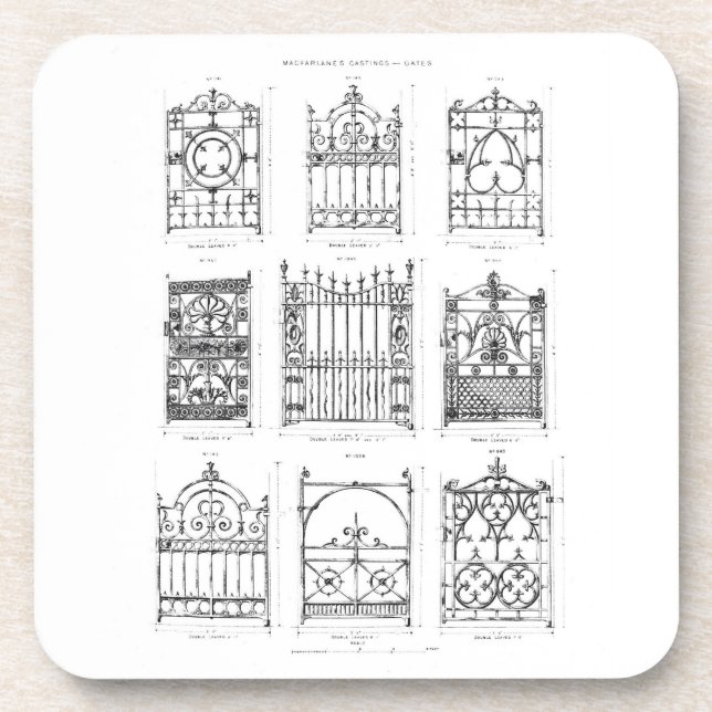 Designs for cast-iron gates, from 'Macfarlane's Ca Coaster (Front)