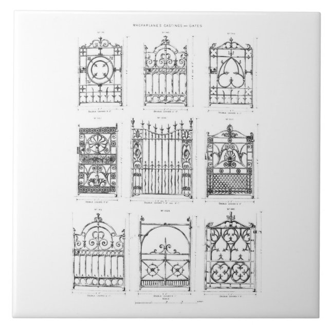 Designs for cast-iron gates, from 'Macfarlane's Ca Tile (Front)