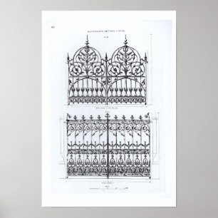 Designs for cast-iron railings, from 'Macfarlane's Poster