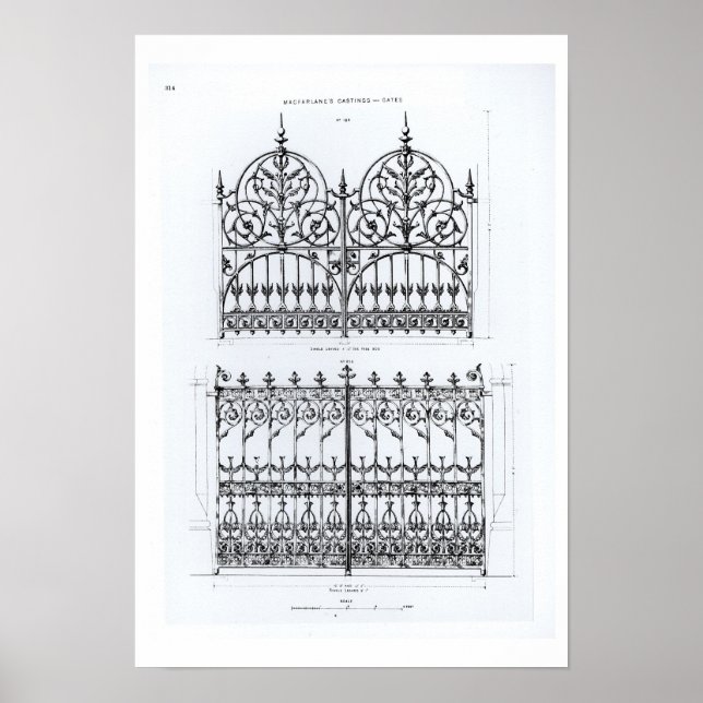 Designs for cast-iron railings, from 'Macfarlane's Poster (Front)