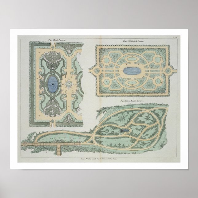 Designs for French, Old English and Modern English Poster (Front)