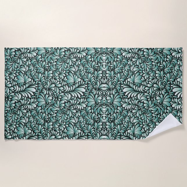 Desirable Fleur Pattern in Minty Green Beach Towel (Front)