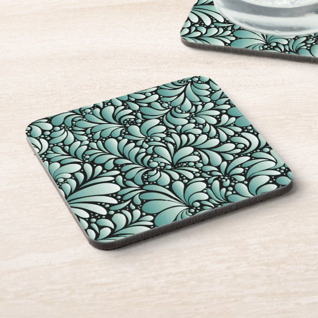 Desirable Fleur Pattern in Minty Green Coaster (Left Side)