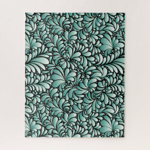 Desirable Fleur Pattern in Minty Green Jigsaw Puzzle