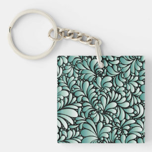 Desirable Fleur Pattern in Minty Green Key Ring