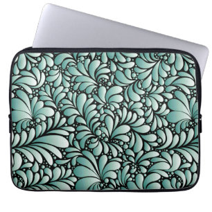 Desirable Fleur Pattern in Minty Green Laptop Sleeve