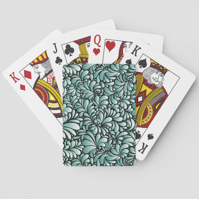 Desirable Fleur Pattern in Minty Green Playing Cards (Back)