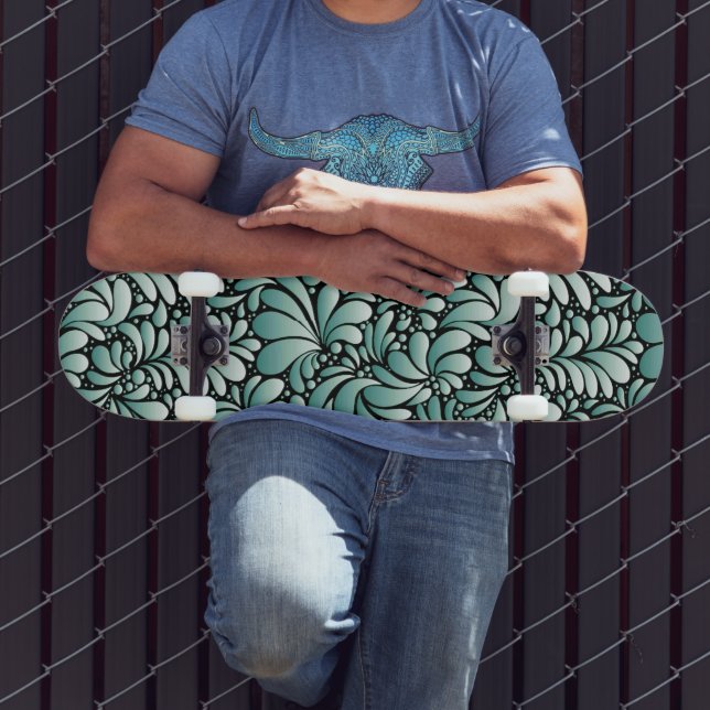 Desirable Fleur Pattern in Minty Green Skateboard (Outdoor 3)