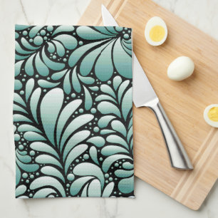 Desirable Fleur Pattern in Minty Green Tea Towel