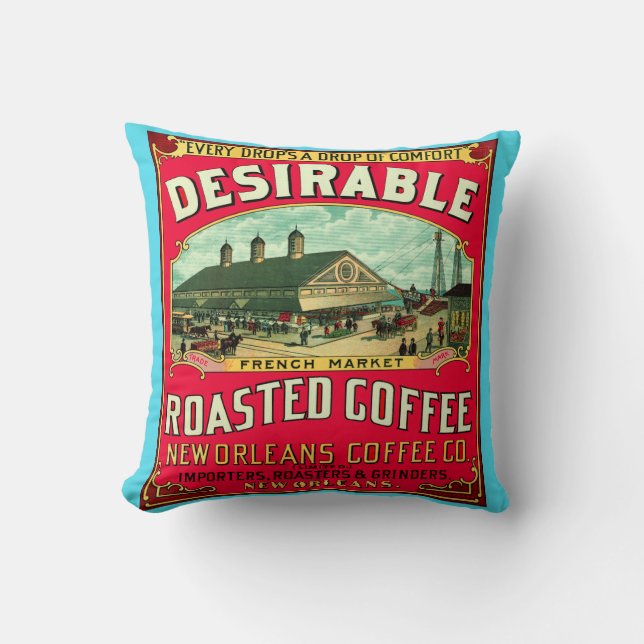Desirable French Market Roasted Coffee Cushion (Front)