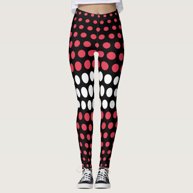 Desire and White Polka Dot Pattern Leggings (Front)