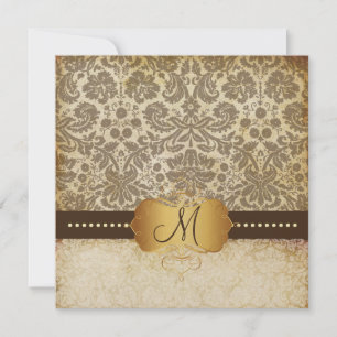 DESIREE DAMASK/VINTAGE LACE/brown Invitation