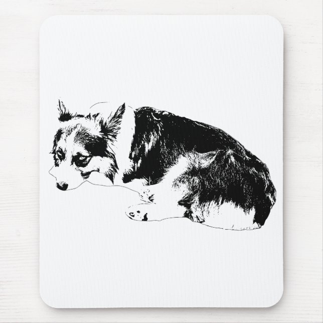 Desk Corgi, Anchored Focus Mouse Pad (Front)