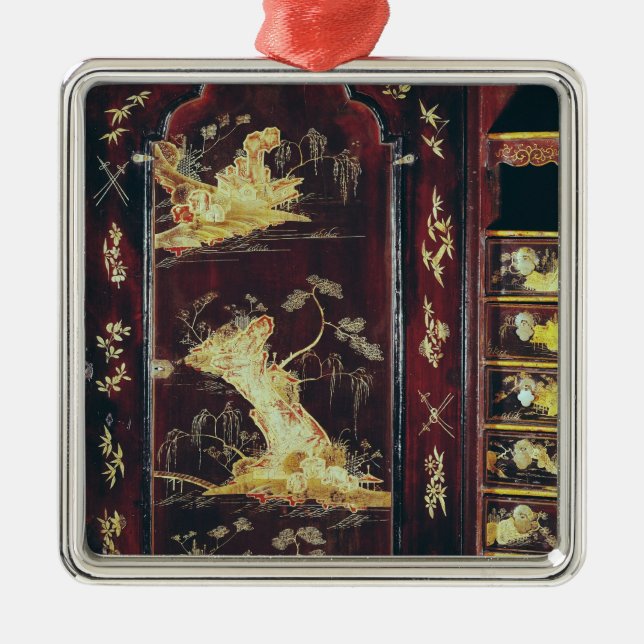 Desk decorated with Chinese lacquer Metal Tree Decoration (Front)