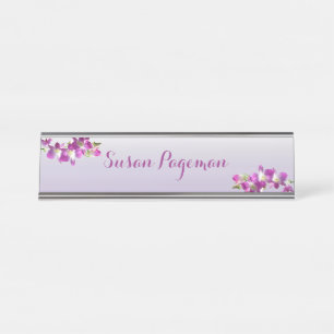 Desk Hanging Name Plate Purple Plum Lav. Orchids