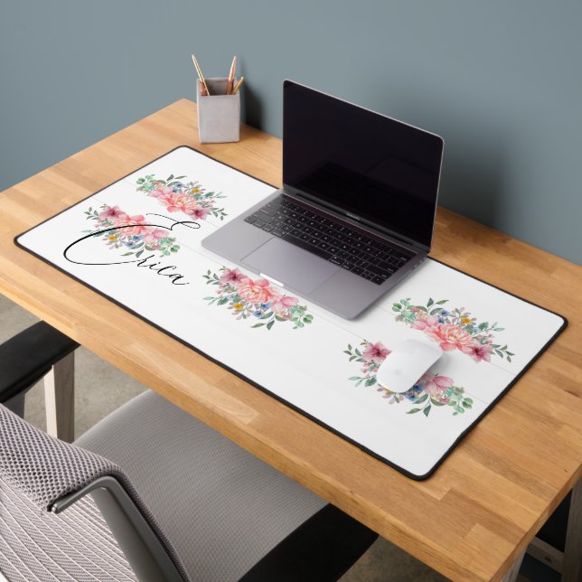 Desk Mat Floral Pink Pastel  (Office 2)