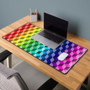 Desk Mat - Illusion of Rainbow Blocks