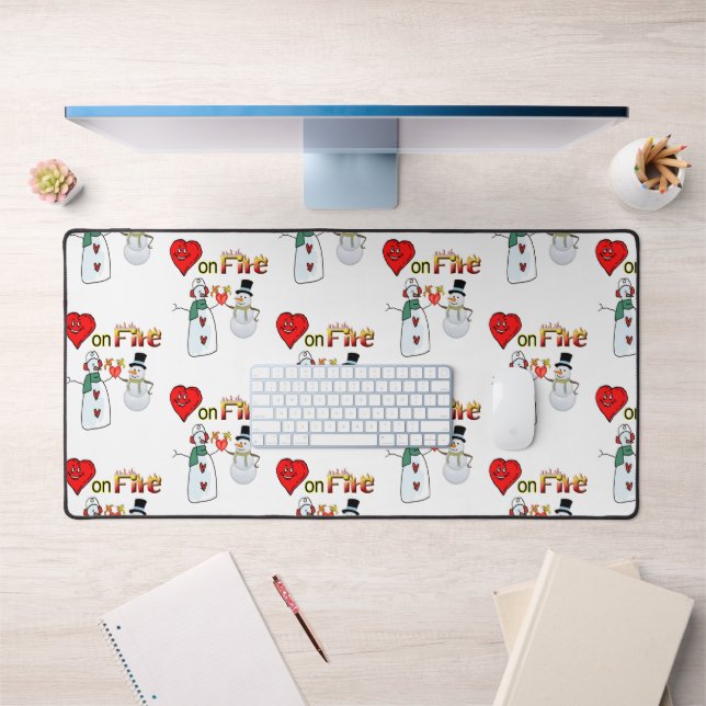 Desk Mat Snowman Heart on Fire (Office 1)