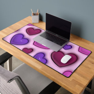 Desk Mat With 3D Glossy Hearts