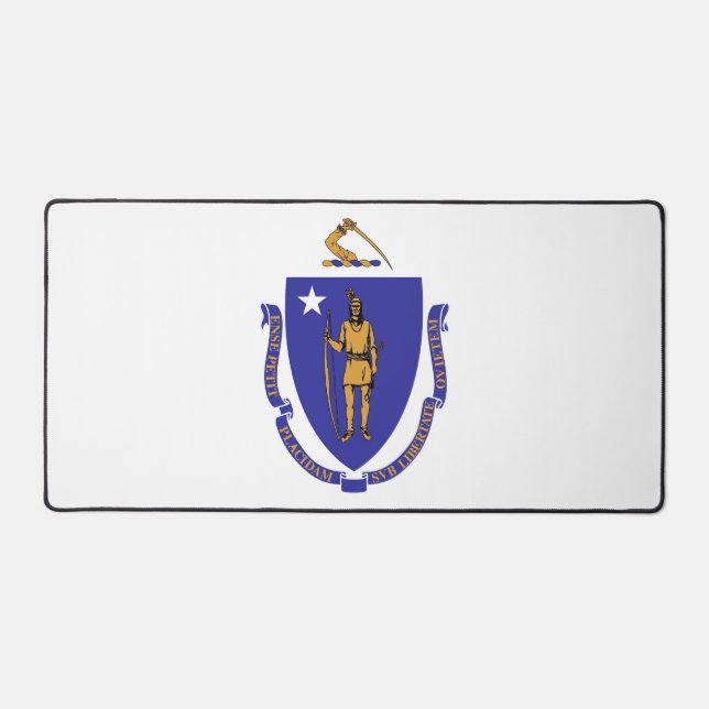 Desk Mat with flag of Massachusetts USA (Front)