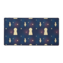 Desk Mat With Starry Night Knife Keyhole Pattern