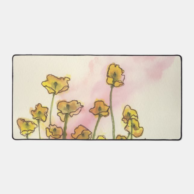Desk mat with yellow poppies (Front)
