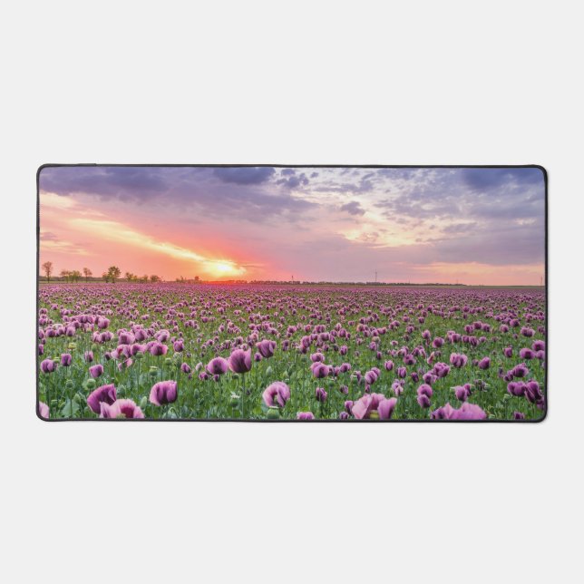 Desk Mats with Purple Petaled Flower Field (Front)