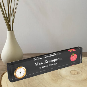 Desk Name Plate for Teachers with Clock