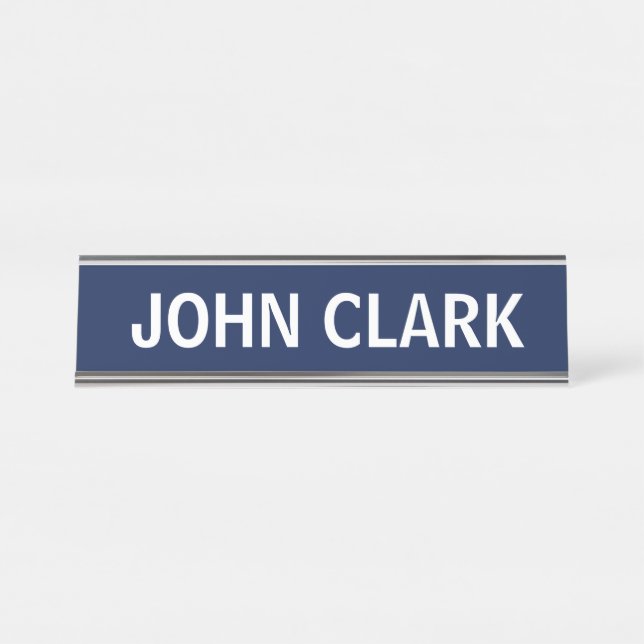 DESK NAME PLATE SIMPLE BASIC CUSTOM BLUE (Front)