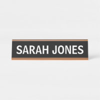 DESK NAME PLATE SIMPLE BASIC CUSTOM GOLD TRIM