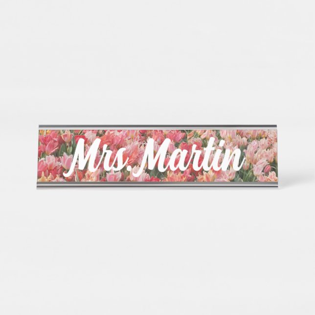 Desk Name Plate, Standard (2" x 8"), Silver Desk Name Plate (Front)