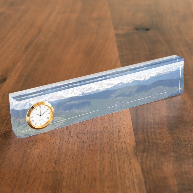 Desk Name Plate with Clock (Side)
