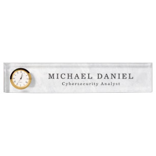 Desk Name Plate with Clock – Personalised Gift
