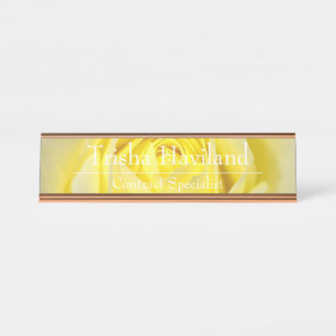 Desk Name Plate - Yellow Rose Design HAMbyWG