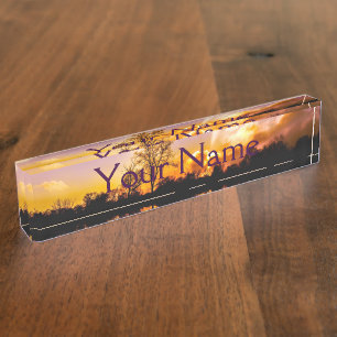 Desk Nameplate - HAMbyWG - Yellow/Violet Sunset