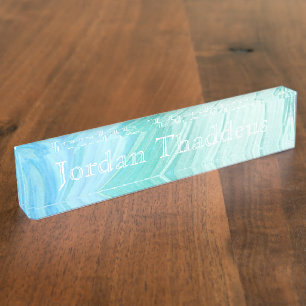 Desk Nameplate - HAMbyWhiteGlove - Aqua Mint Swirl