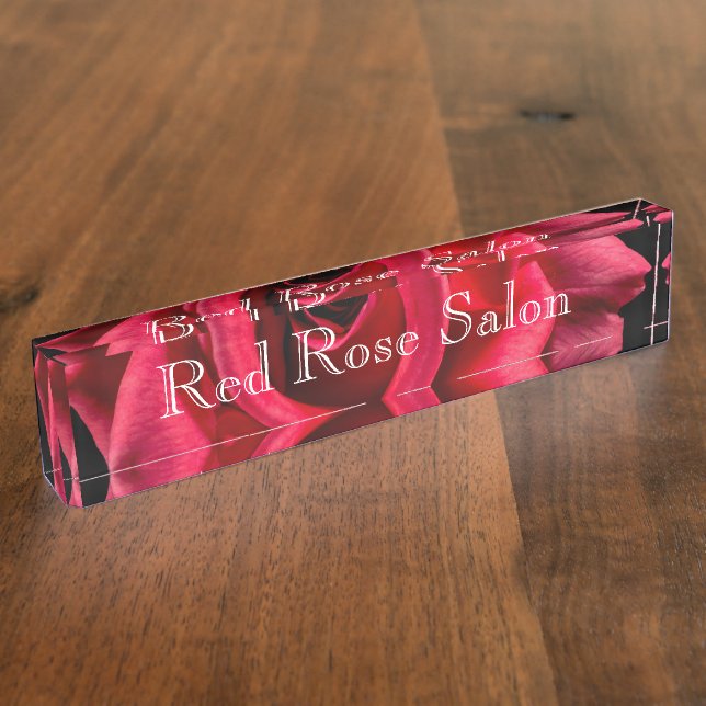 Desk Nameplate - HAMbyWhiteGlove - Red Rose (Side)
