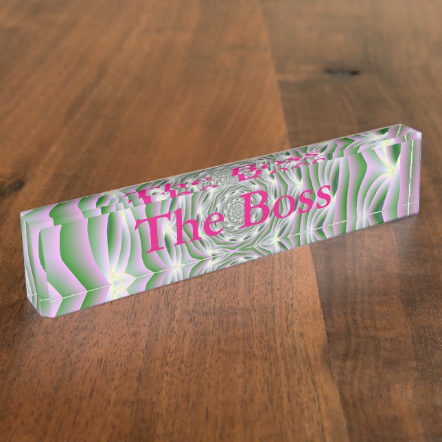 Desk Nameplate  Pink and Green Vortex (Side)