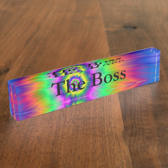 Desk Nameplate  Tie Dye Fireball (Side)