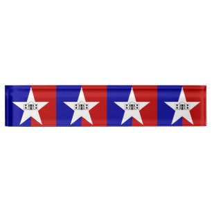 Desk nameplate with Flag of San Antonio, USA