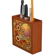 Desk Organiser with Honeycomb and Floral Design