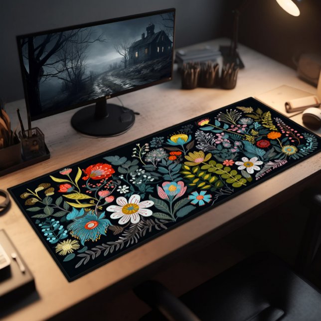 Desk Pad, Daisies And Coloured Wildflowers Desk Mat (Creator Uploaded)