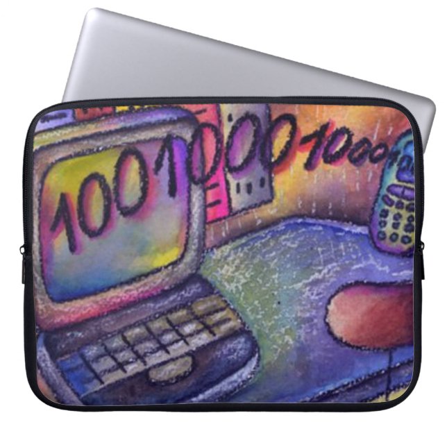 Desktop Binary Computer Sketch Laptop Sleeve (Front)